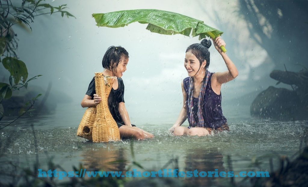 woman, young, rain