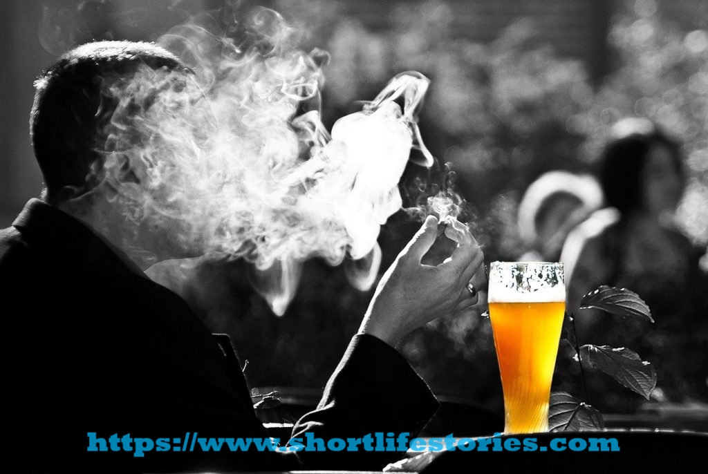 man, smoke, beer